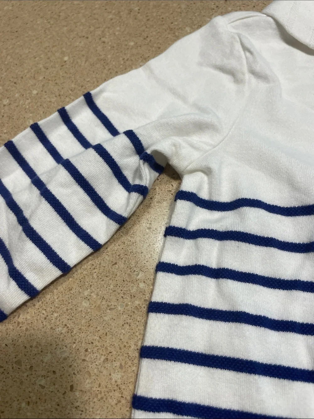Janie and Jack Cream and Navy Striped Sailor One-Piece